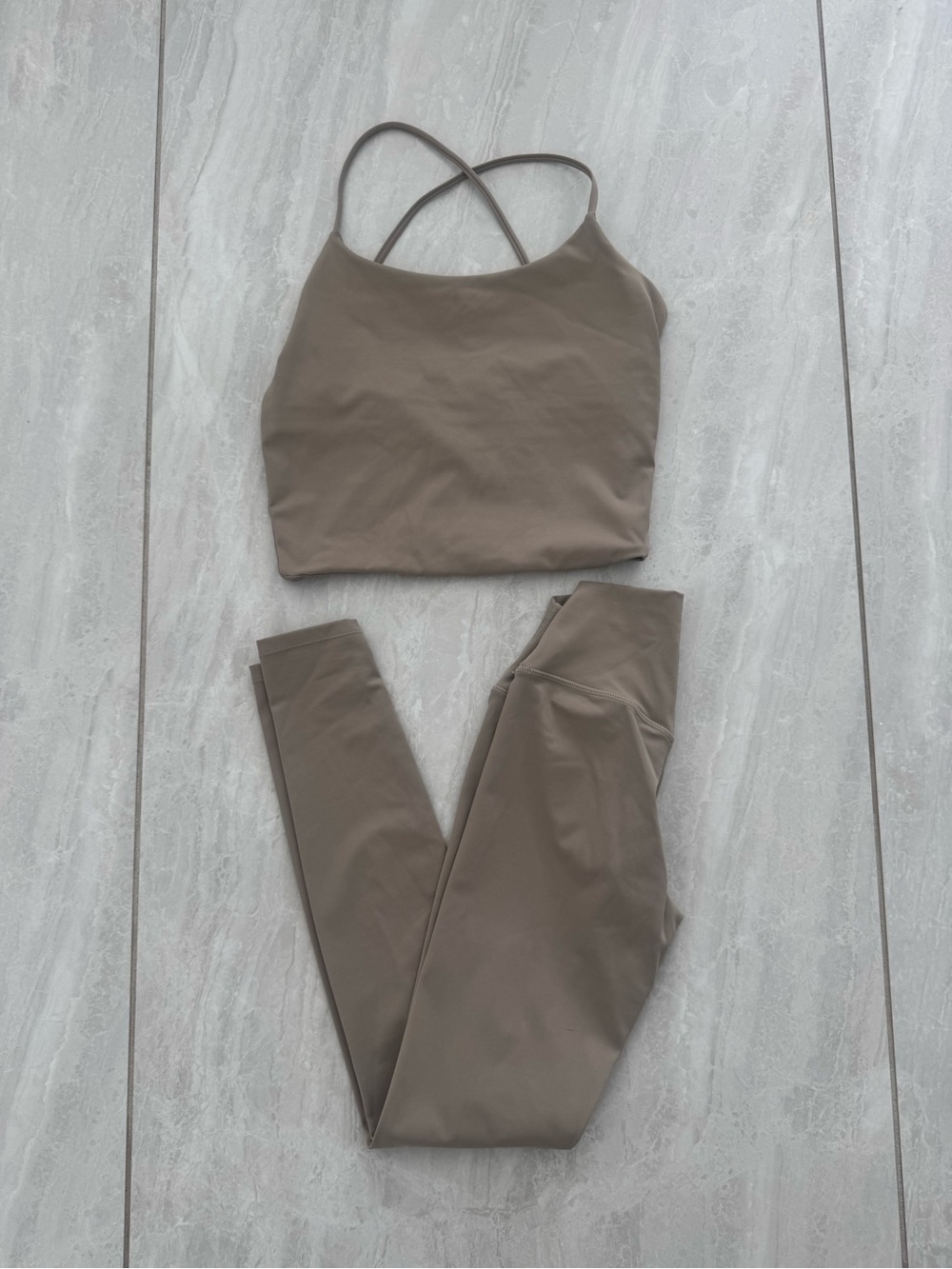 CSB Seamless High-Waist Leggings & Crop Tank Set - Taupe